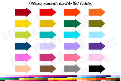100 Arrows Planner Stickers Clipart Set