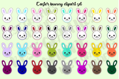 Easter Bunny Clipart Set Rabbit Image