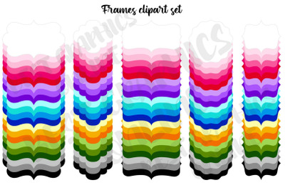 Rainbow Label Frames Clipart Set Image