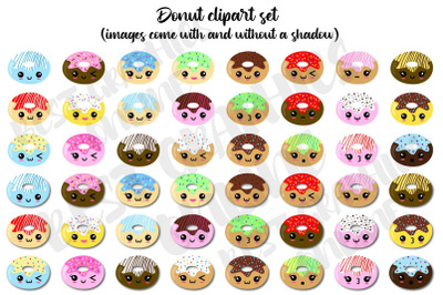 Donut Clipart, Doughnuts Clip Art Set