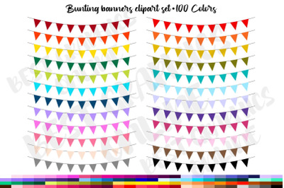 100 Bunting Banners Party Flags Clipart