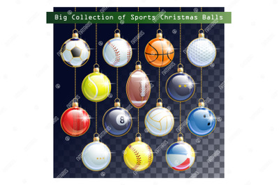 Big Bundle of Sports balls as a Christmas balls.