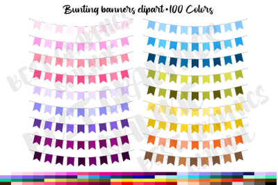 100 Tinted Bunting Banners Clip Art Set