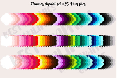 135 Rainbow Frames Clipart Set Labels