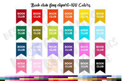 100 Book Club Bunting Flag Clipart Set