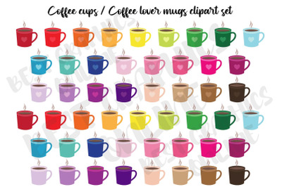 Coffee Lover Mug Coffee Cups Clipart Set