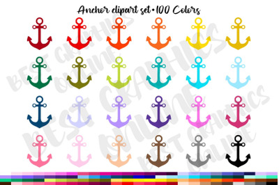 100 Anchor Clipart Nautical Graphics Set