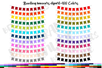 100 Banners Clipart Garland Party Flags