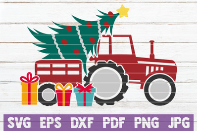 Christmas Tractor SVG Cut File