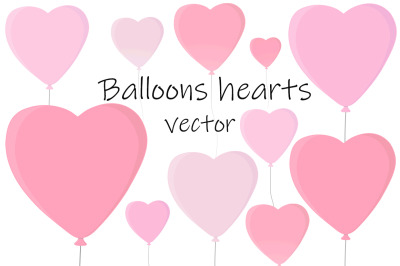 Balloons hearts vector. Valentine&#039;s day vector. Balloons SVG