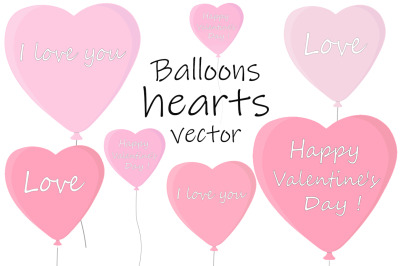 Balloons hearts vector. Valentine&amp;&23;039;s day vector. Balloons SVG