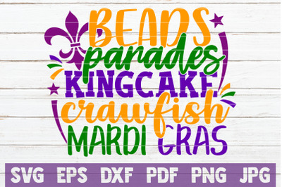 Beads Parades Kingcake Crawfish Mardi Gras SVG Cut File