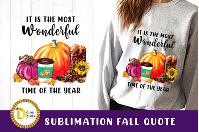 Sublimation Fall watercolor clipart with Quote