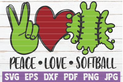 Peace Love Softball SVG Cut File