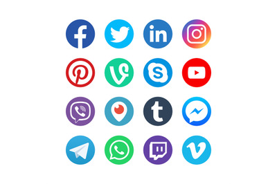 Social media icons. Inspired by facebook, instagram and twitter. Popul