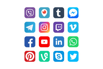 Social media icons. Inspired by facebook, instagram and viber, youtube