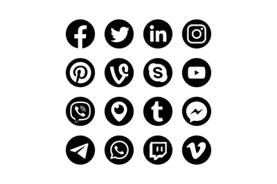 Social media icons. Popular messenger web social network vector media