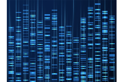 Genomic data visualization. Dna genome sequence&2C; medical genetic map.