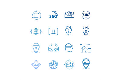 Virtual reality line icons and device collection