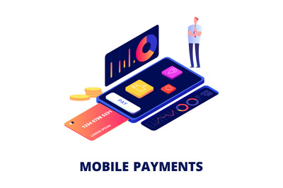 Mobile payments, online shopping and banking vector concept