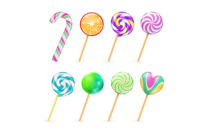 Realistic lollipops candies vector isolated on white background