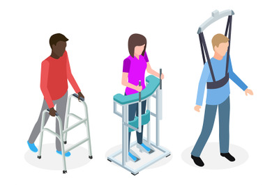 Legs rehabilitation people - isometric vector design 3d