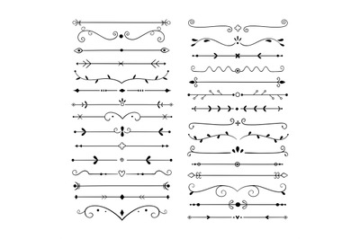 Ornament dividers. Text line vintage design element, wedding decoratio