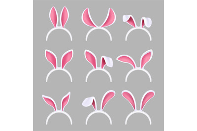 Bunny ears mask. Easter rabbit costume photo booth isolated vector col