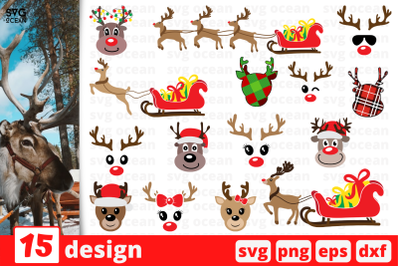 Christmas reindeer SVG bundle