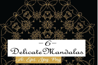 Gold Delicate Vector Mandalas