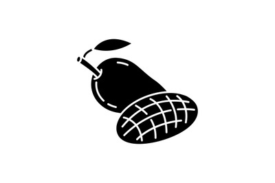 Mango fruit black glyph icon