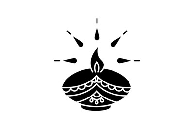Diwali festival black glyph icon