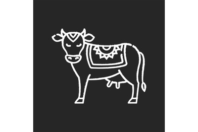 Holy cow chalk white icon on black background