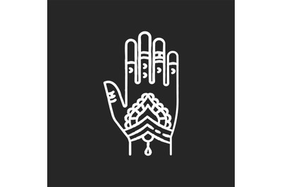 Mehndi chalk white icon on black background