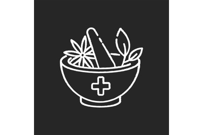 Ayurveda chalk white icon on black background