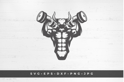 Bodybuilder lifting dumbbells silhouette isolated on white background