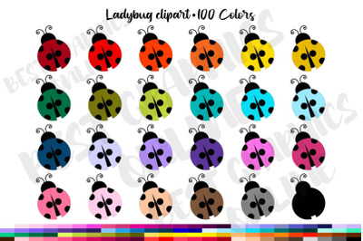 100 Colors Ladybug Clipart