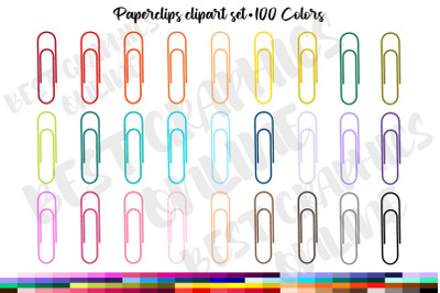 100 Colors Paperclip Frame Clip Art