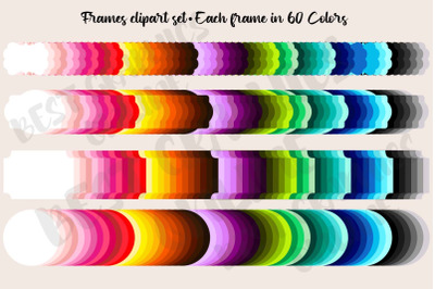 240 Colorful Frames Clipart Set Labels