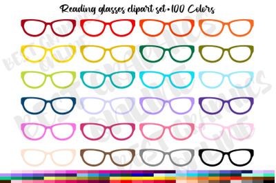 100 Glasses Planner Stickers Clipart Set