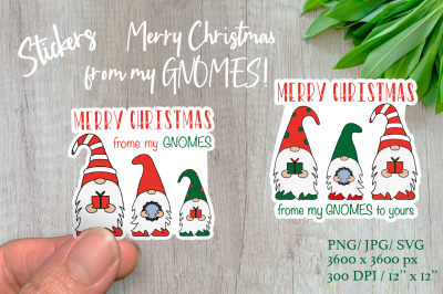 Christmas gnomes. Merry Christmas stickers.