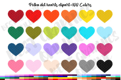 100 Polka Dot Hearts Clipart Set