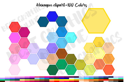 100 Tinted Hexagon Shape Clipart Set