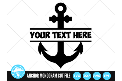 Anchor Split Name Frame SVG Files | Anchor Monogram Cut Files