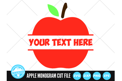 Apple Monogram SVG | Split Apple Monogram | Apple Name Frame | Svg