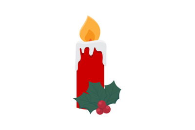 Christmas Red Candle Vector Illustration