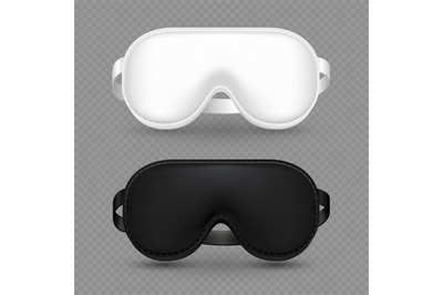 White and black realistic sleeping mask vector isolated on transparent