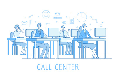 Call center concept. Customer support service helpdesk services call c