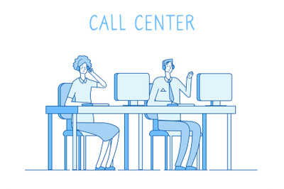 Customer service concept. Helping support online help with supporter c