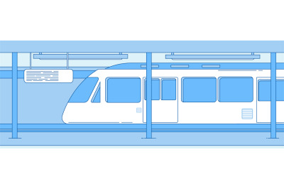 Subway train. Underground empty station with metro express train. Subw